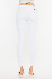 Kan Can HIGH RISE WHITE ANKLE SKINNY JEANS