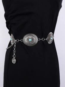 Women Turquoise Decor Vintage Chain Belt