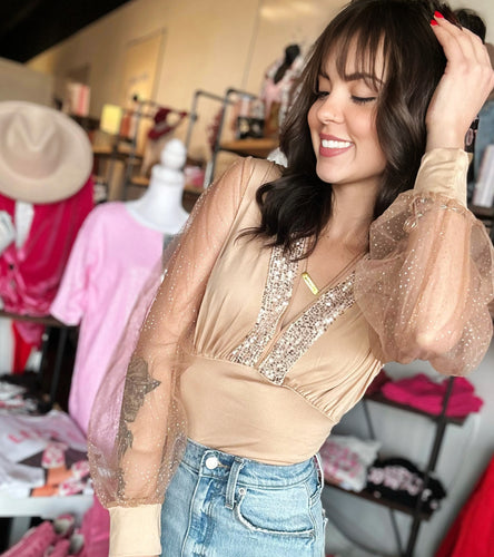 Sexy Sequin Sleeve Blouse