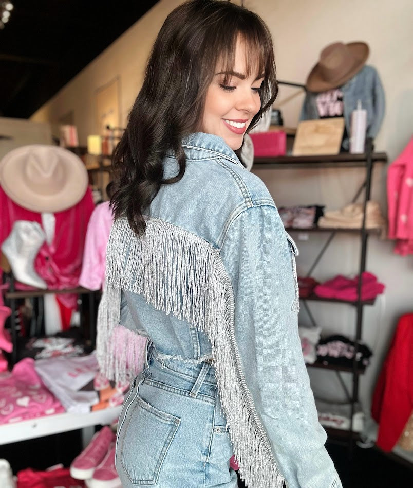 Fringe Crop Denim Jacket