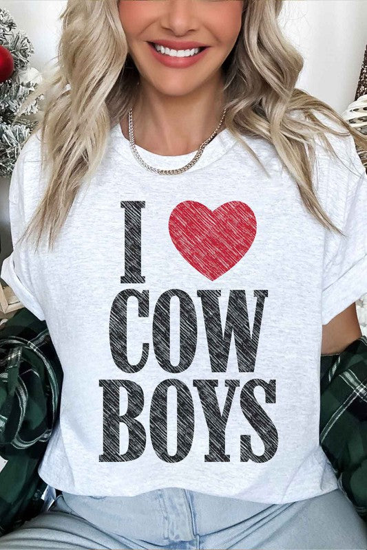 I LOVE COWBOYS WESTERN COUNTRY OVERSIZED TEE