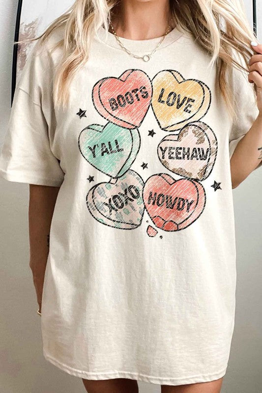 VALENTINES CANDY WESTERN COUNTRY OVERSIZED TEE