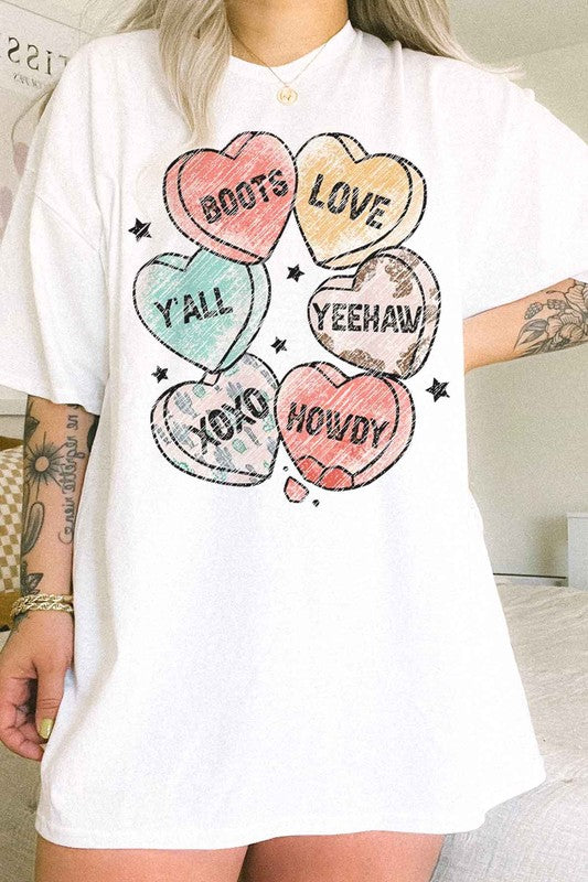 VALENTINES CANDY WESTERN COUNTRY OVERSIZED TEE