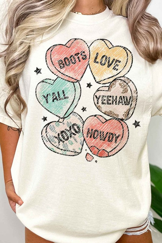 VALENTINES CANDY WESTERN COUNTRY OVERSIZED TEE