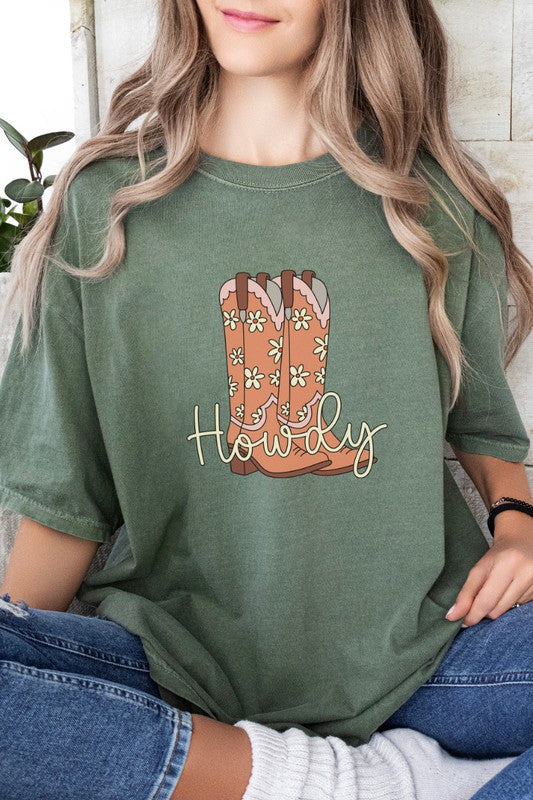 Howdy Cowboy Boot Country Western Graphic Tee