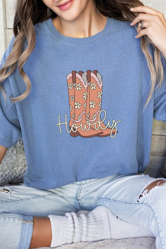 Howdy Cowboy Boot Country Western Graphic Tee