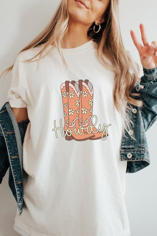 Howdy Cowboy Boot Country Western Graphic Tee