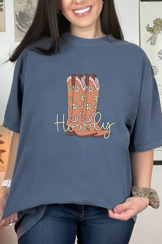 Howdy Cowboy Boot Country Western Graphic Tee