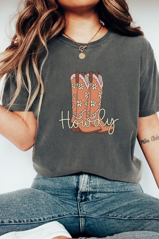 Howdy Cowboy Boot Country Western Graphic Tee