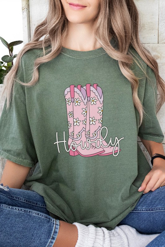 Howdy Cowboy Boot Country Western Graphic Tee