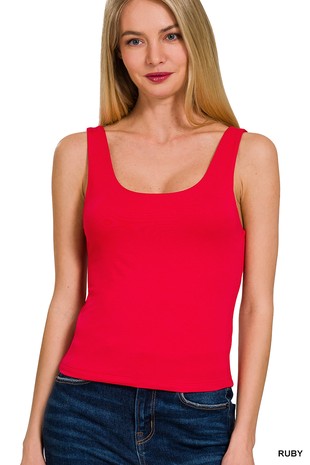 DOUBLE LAYER ROUND NECK TANK TOP