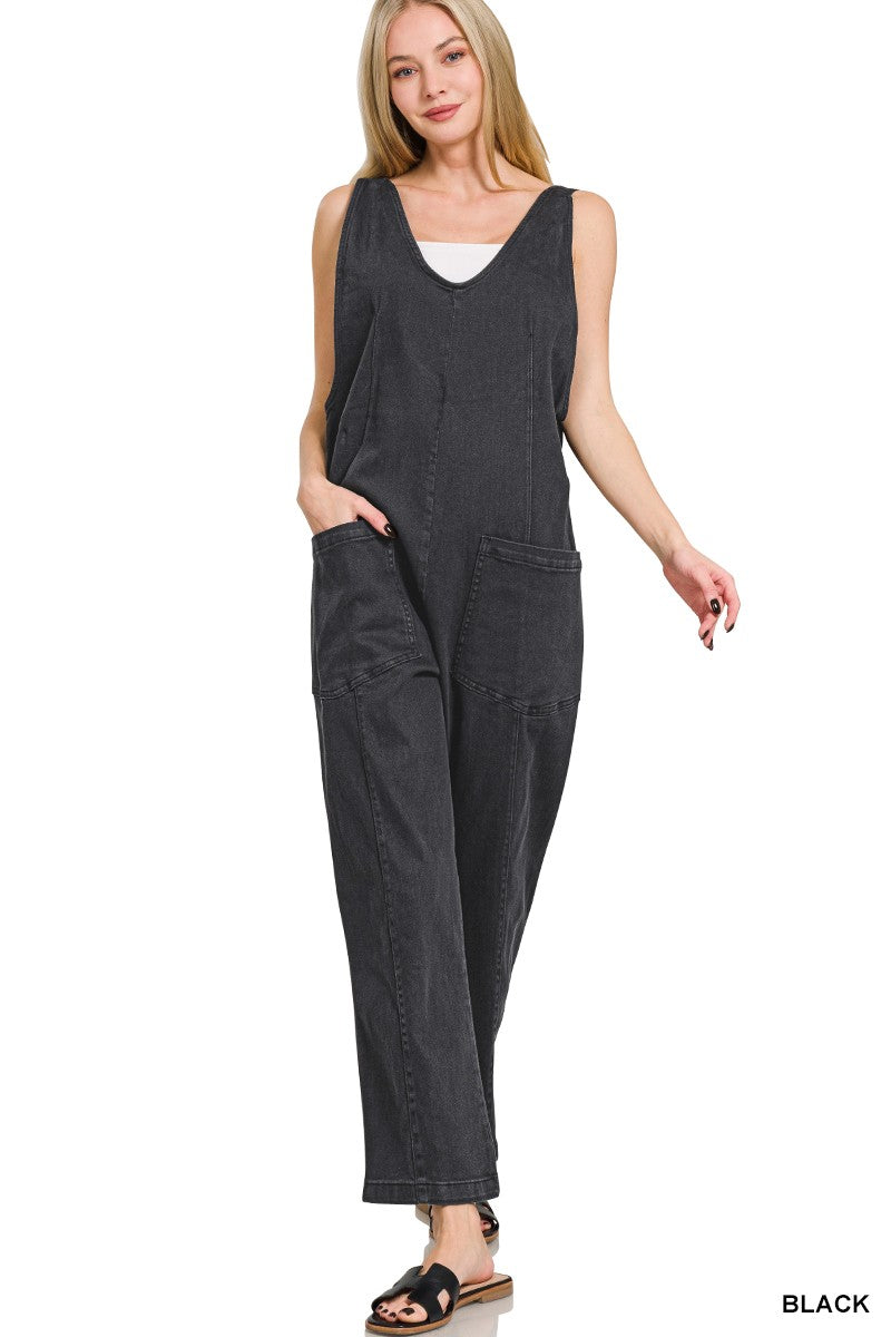 Casual Adjustable Strap Baggy Jumpsuit With Pockets