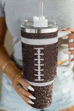 Rhinestone Football 304 Stainless Steel Tumbler