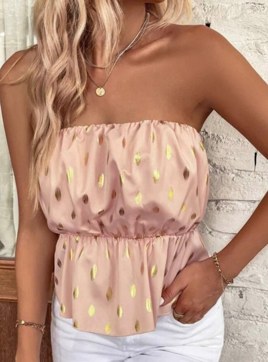 Gold Dot Print Tube Top