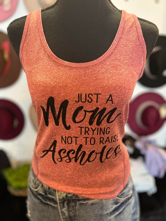 Just A Mom Red Racerback Tank