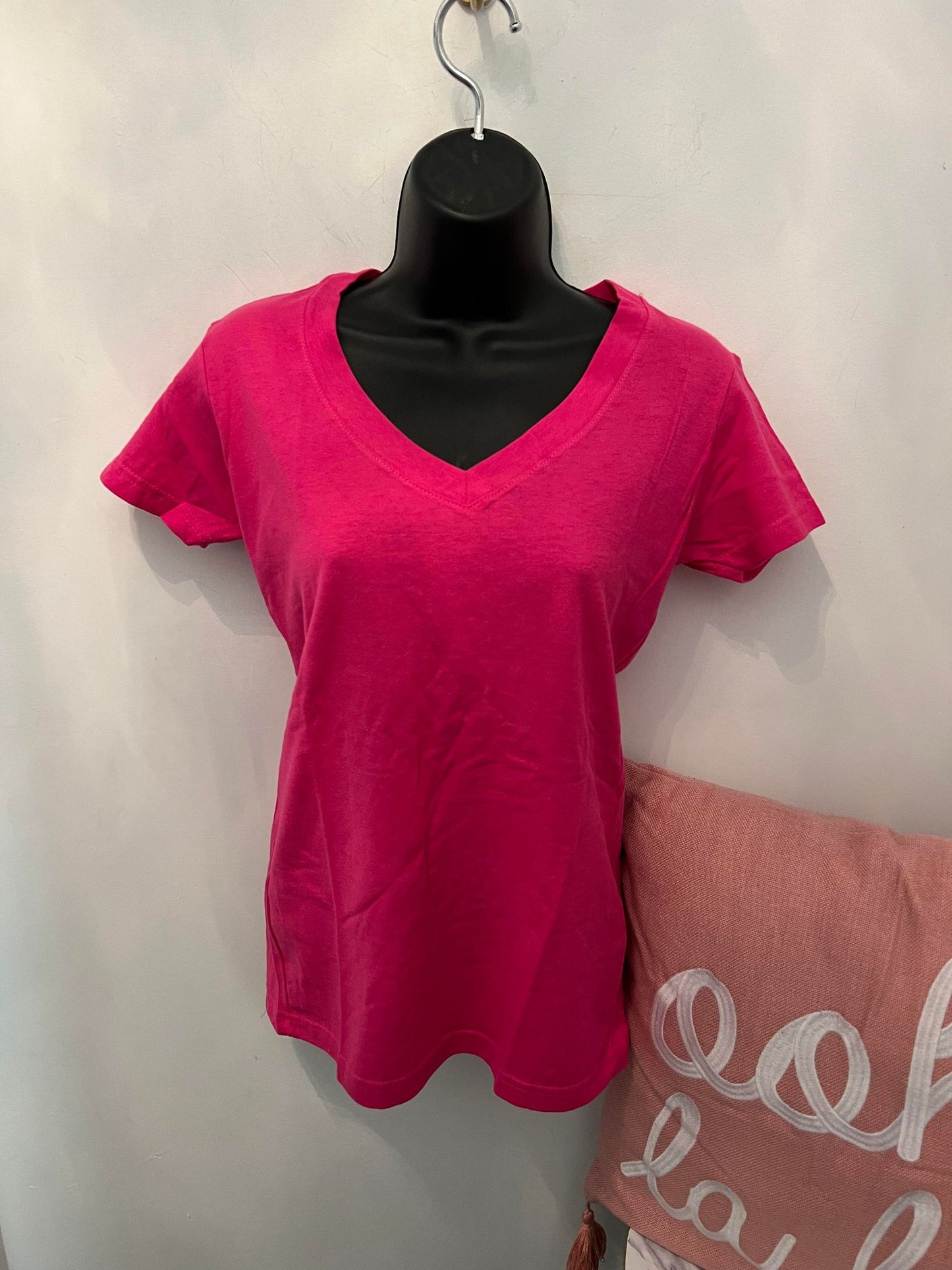 Hot Pink V-Neck Tee