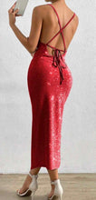 Load image into Gallery viewer, Sexy Red Low Cut Back Mid Slit Maxi Formal Dress