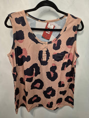 Half Buttoned Leopard Print Tank Top