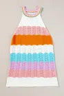 Multicolour Wavy Striped Print Textured Knit Sleeveless Sweater Top