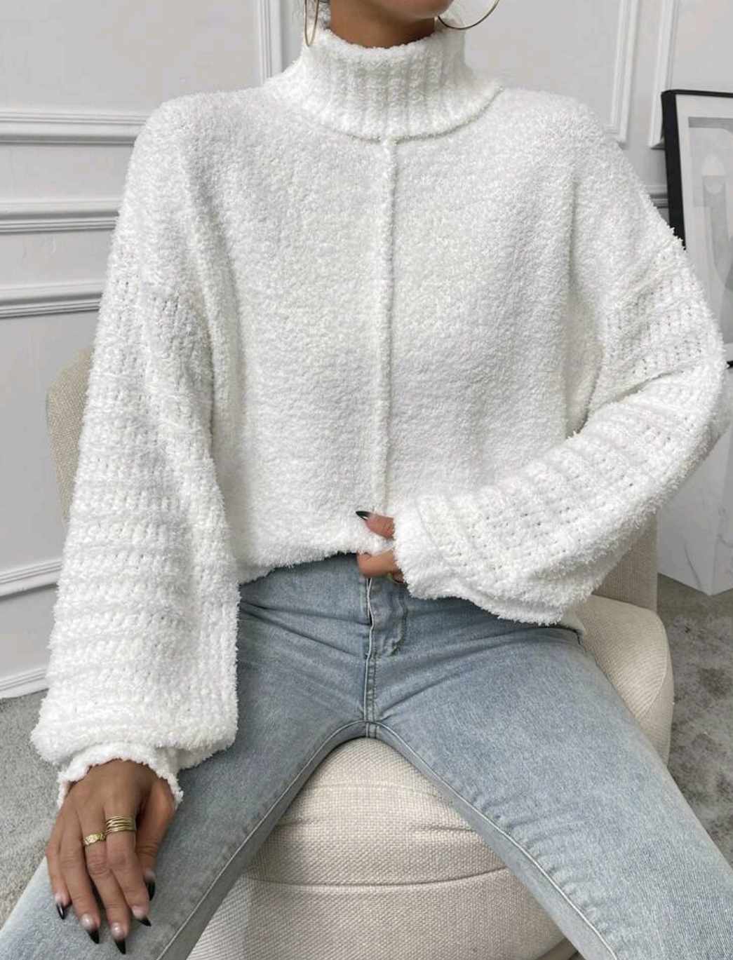 White Butter Soft Turtle Neck Sweater