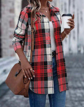 Load image into Gallery viewer, Red Plaid Tunic Flannel
