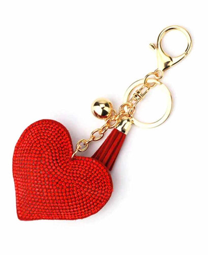 Rhinestone Heart Keychain