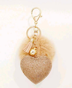 Rhinestone Heart Keychain