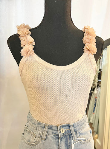 Floral 3D Appliques Backless Cami Bodysuit