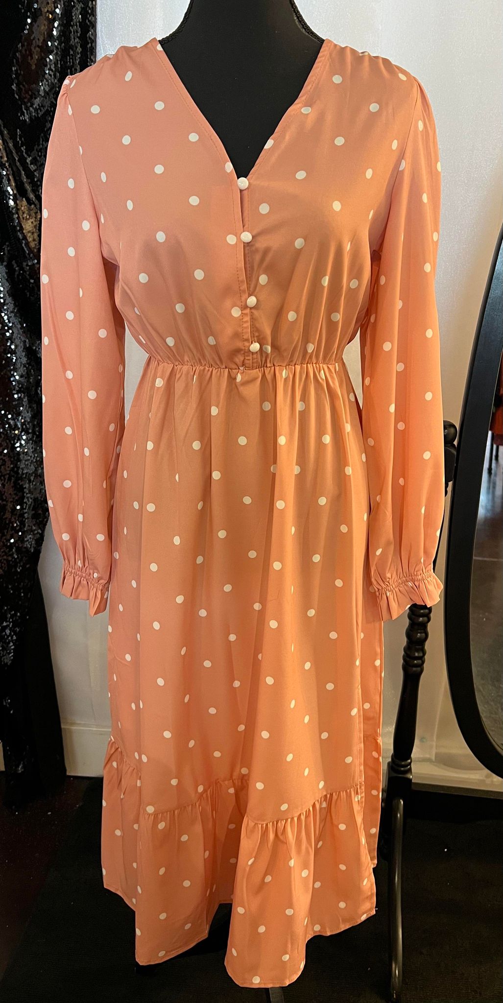 Polka Dot Cinched Waist Dress