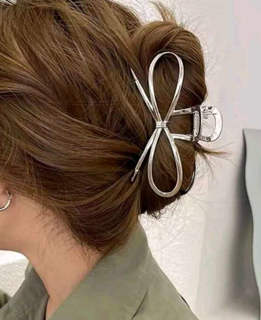 Silver Bow Hair Clip