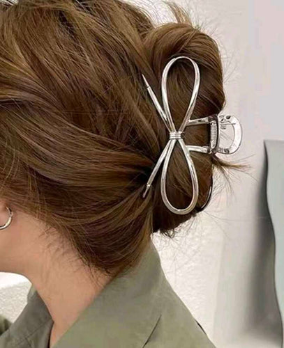 Silver Bow Hair Clip
