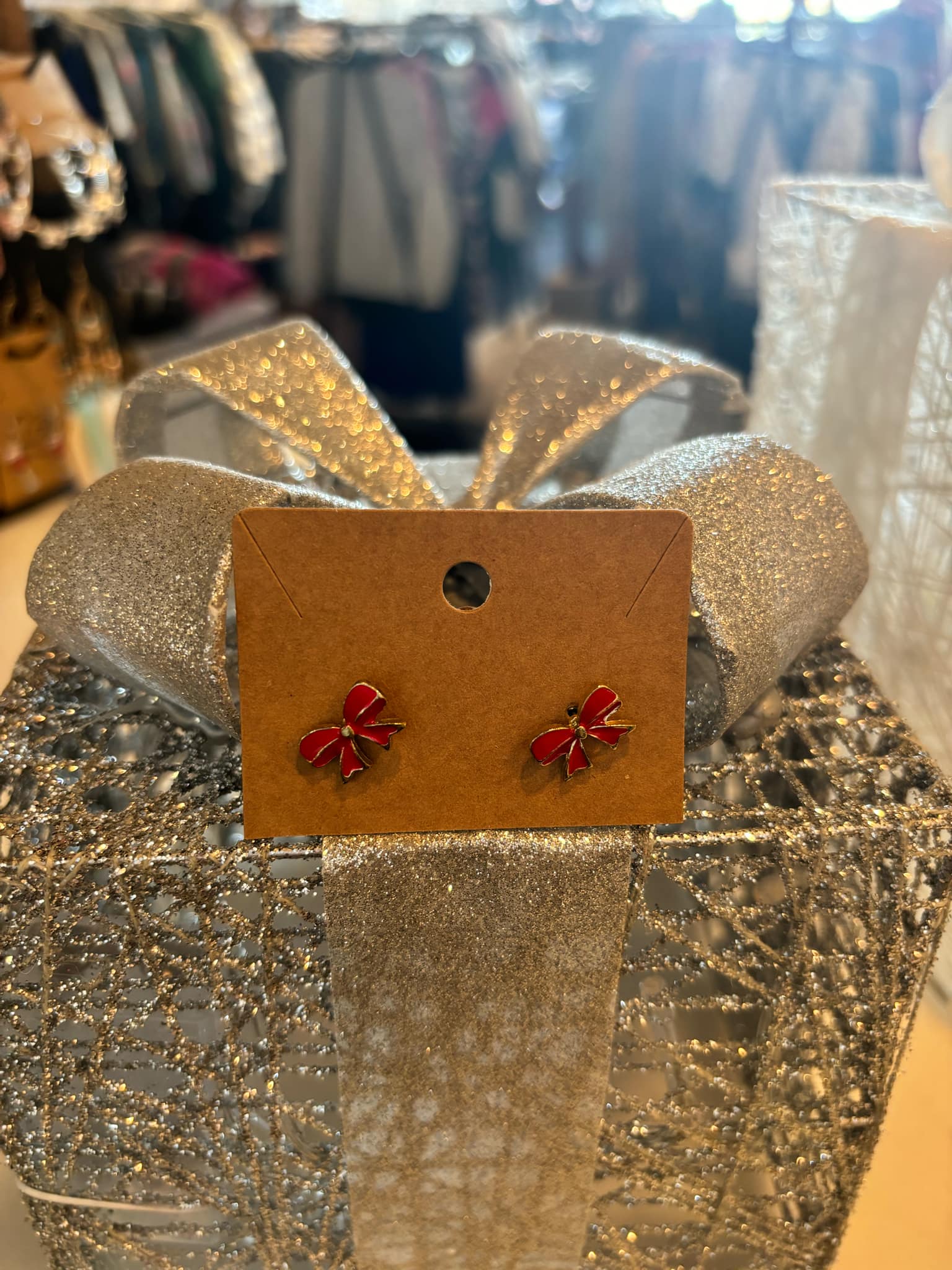 Red Bow Earrings
