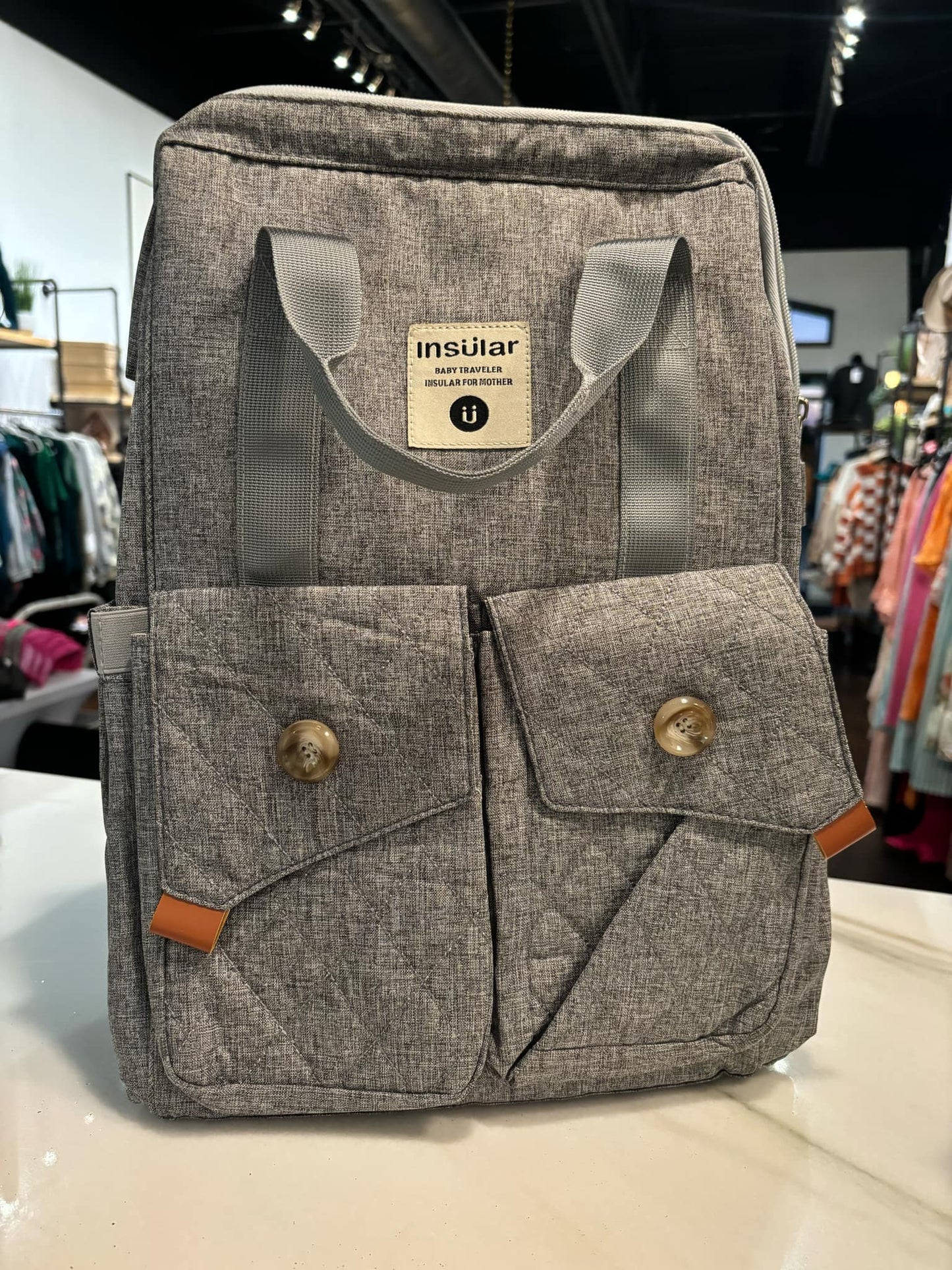 Gray Insular Baby Traveler Bag