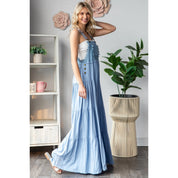 Embroidered Strap Flowy Jumpsuit