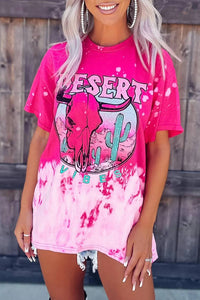 Rose DESERT VIBES Skull Graphic Print Oversized T Shirt