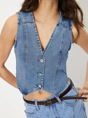 Women's V-Neck Denim Tank Top