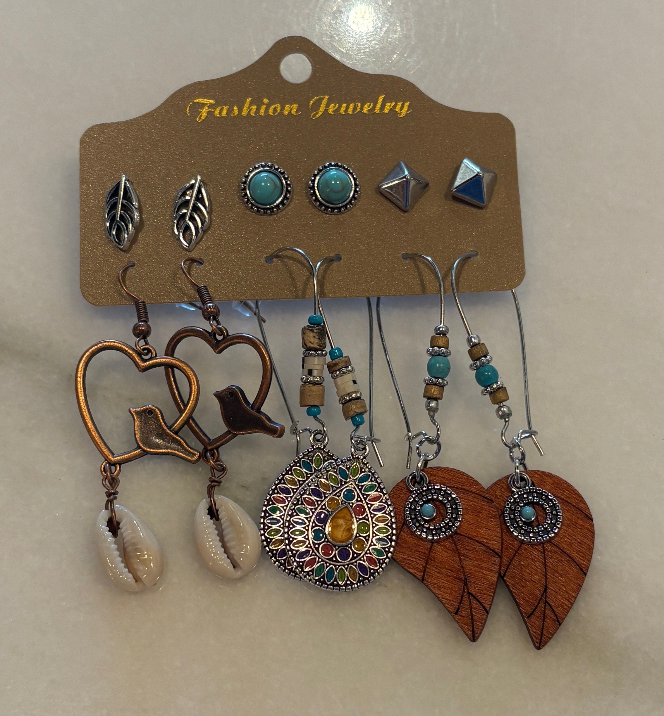 6-set Teal and Orange Earrings