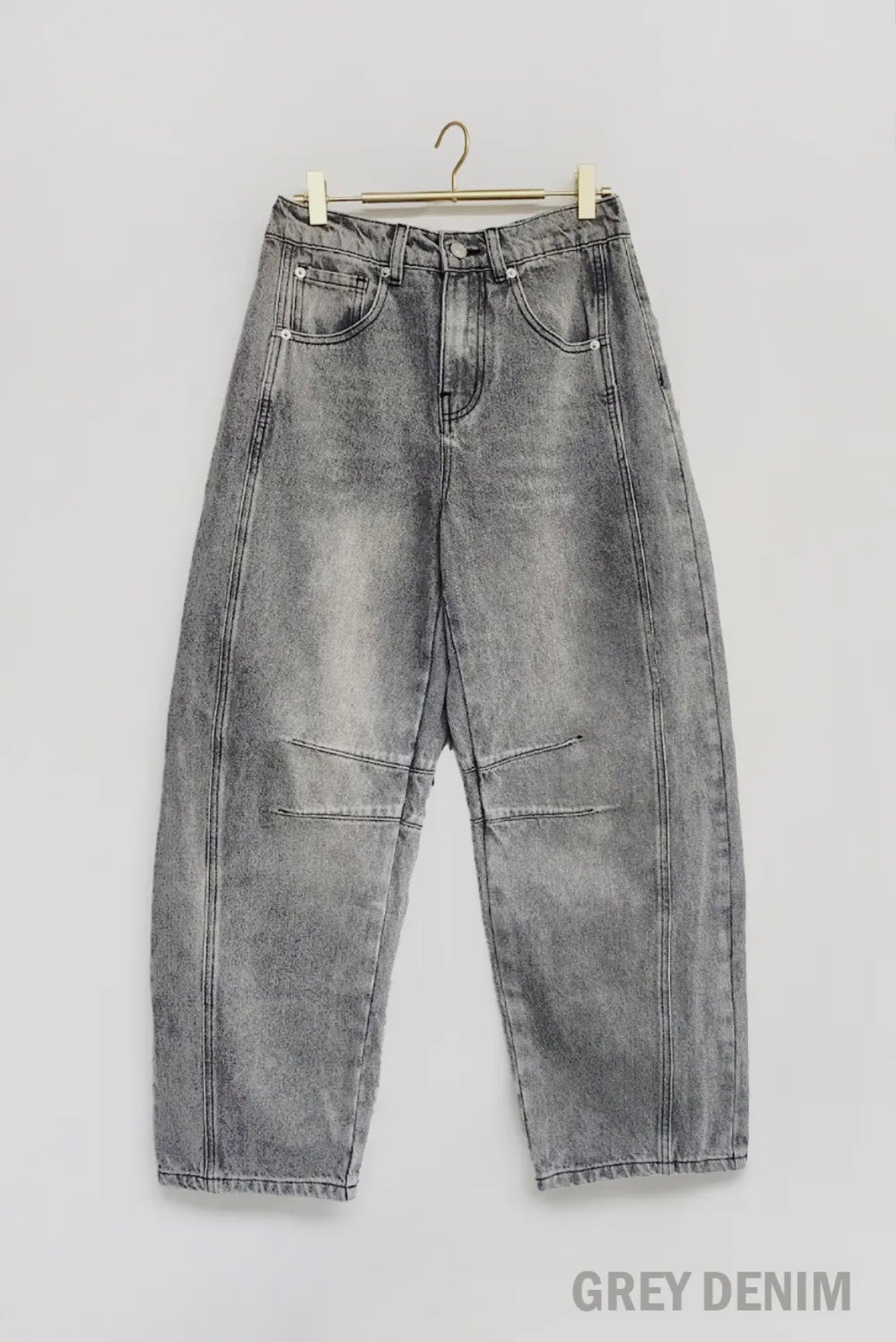 Grey Light Wash Barrel Jeans