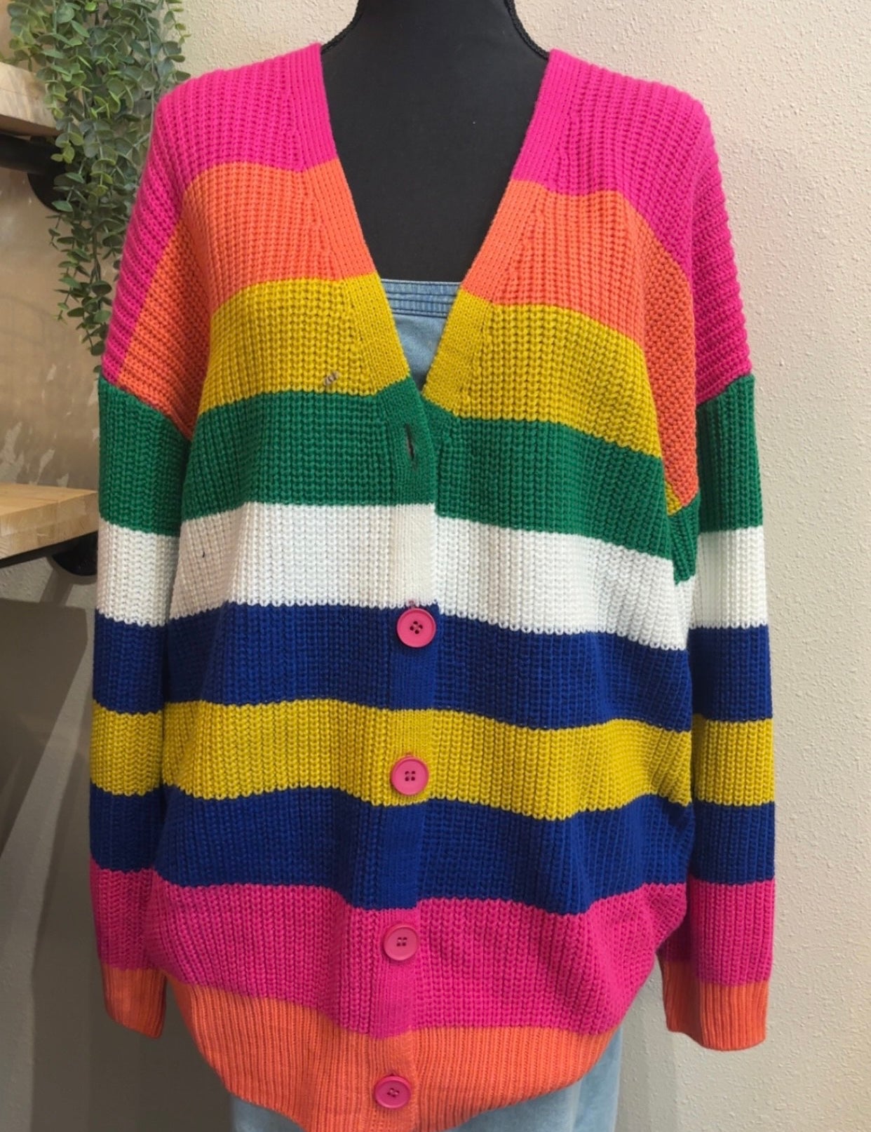 BiBi Rainbow Button-Up Sweater