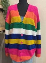 BiBi Rainbow Button-Up Sweater
