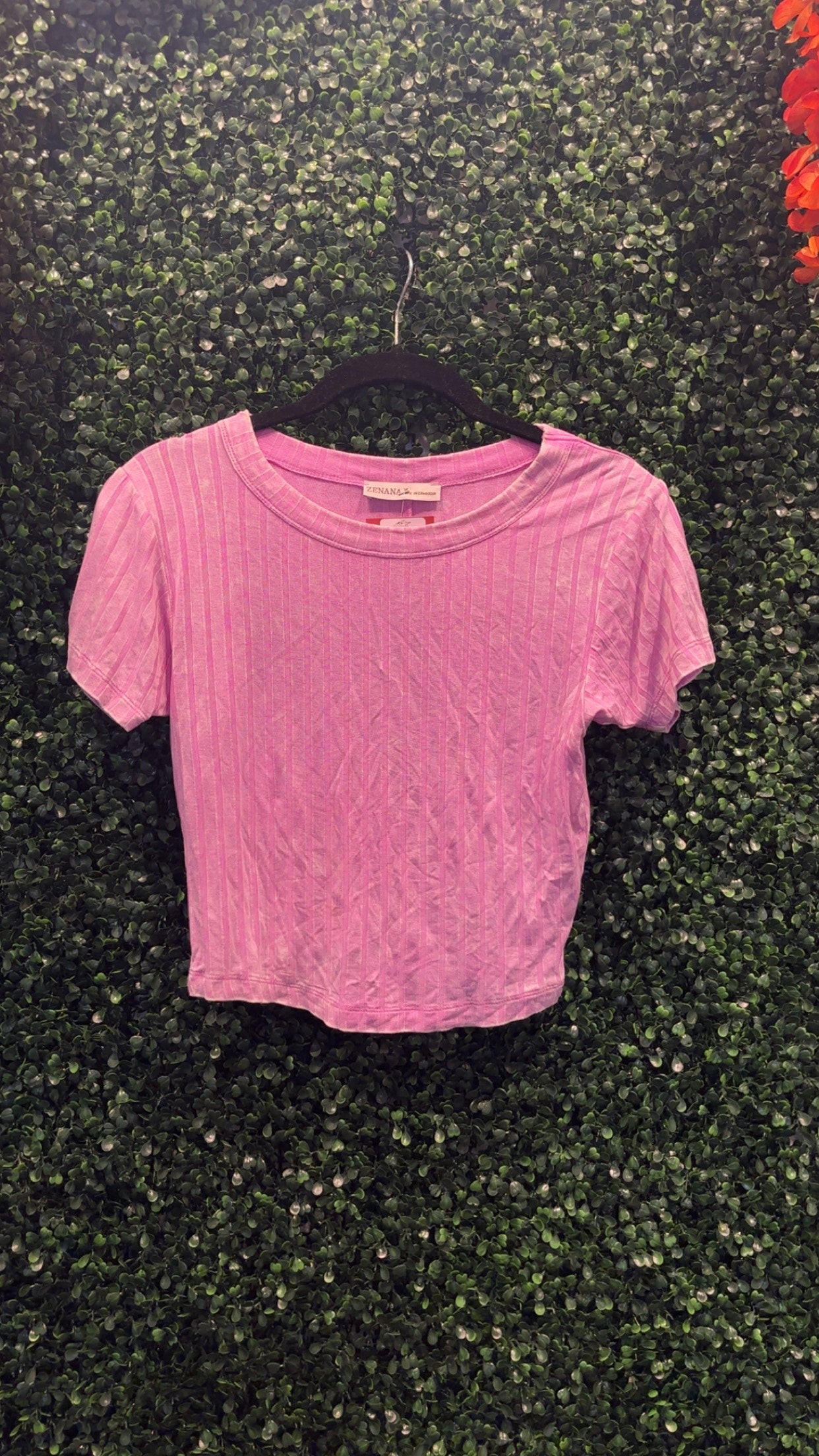 Purple Ribbed Cropped tee