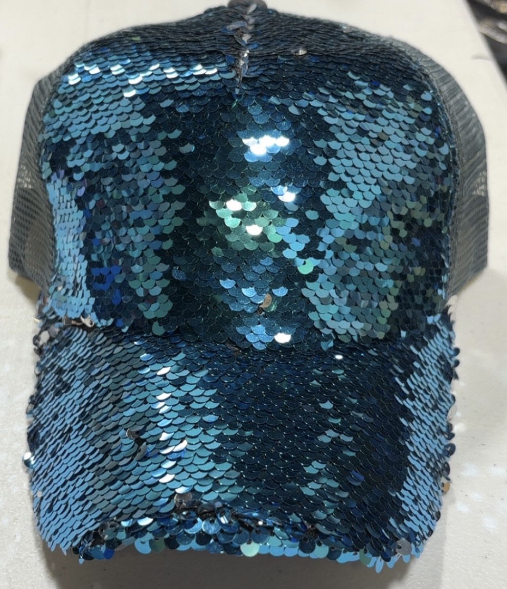 Sequin Mesh Pony Cap