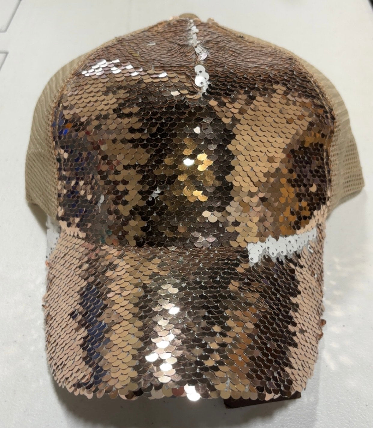 Sequin Mesh Pony Cap