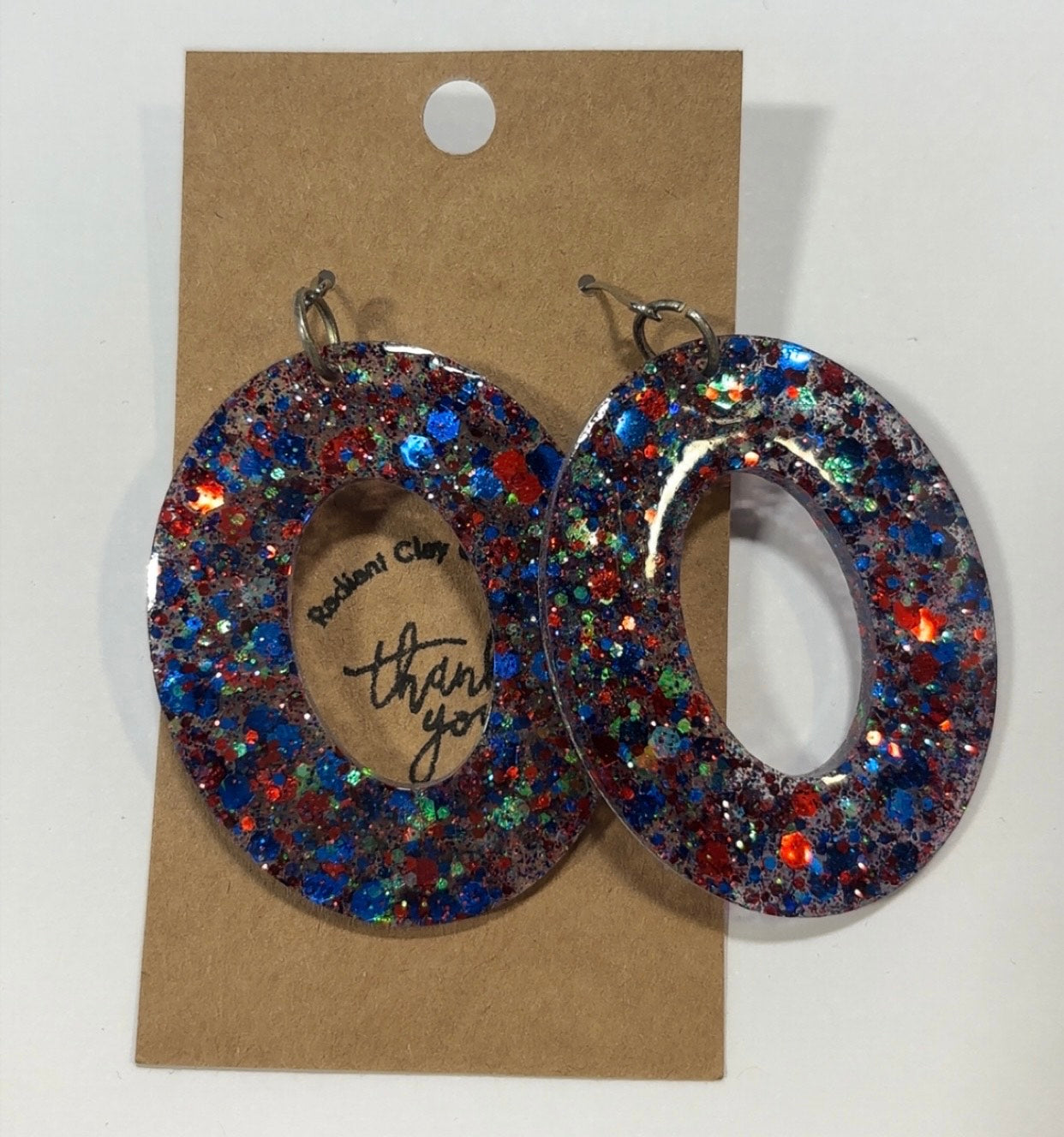 Red, Silver, Blue Flash Earrings