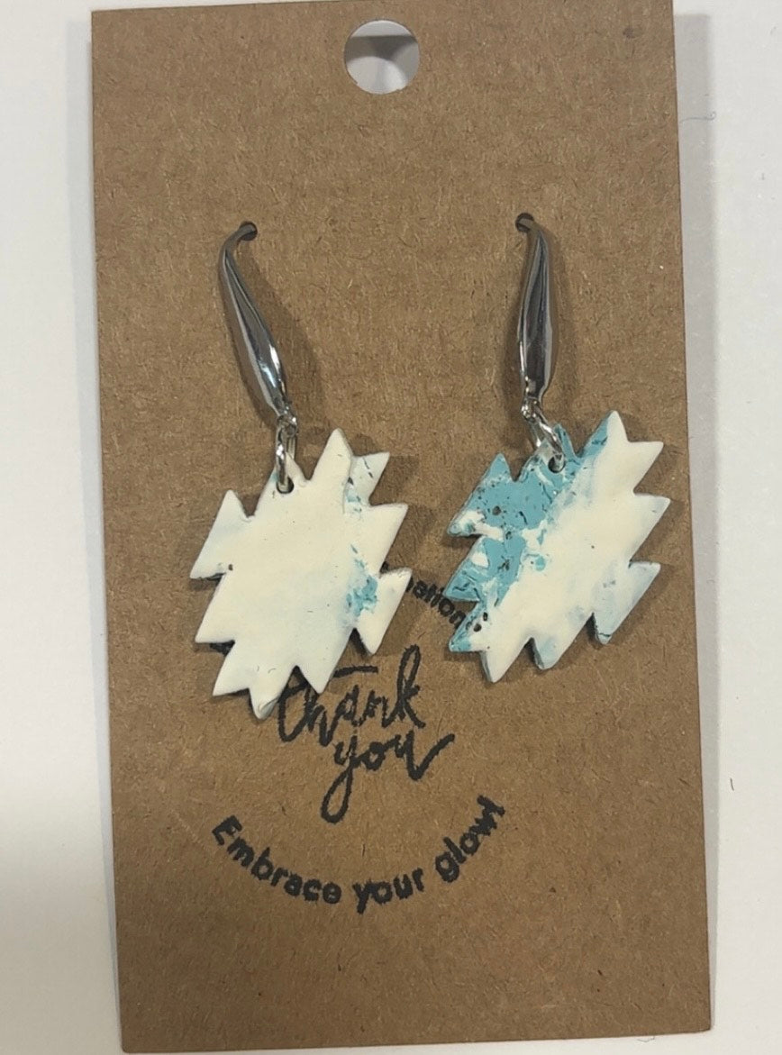 White and Blue Western Earrings