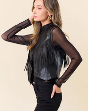 Midnight Glimmer Fringe Vest