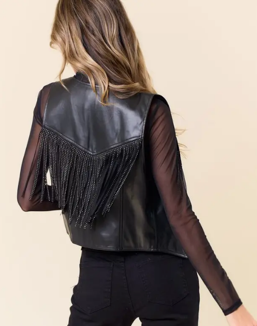 Midnight Glimmer Fringe Vest