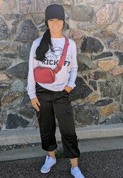 Gray KICKOFF Rugby Letter Print Top