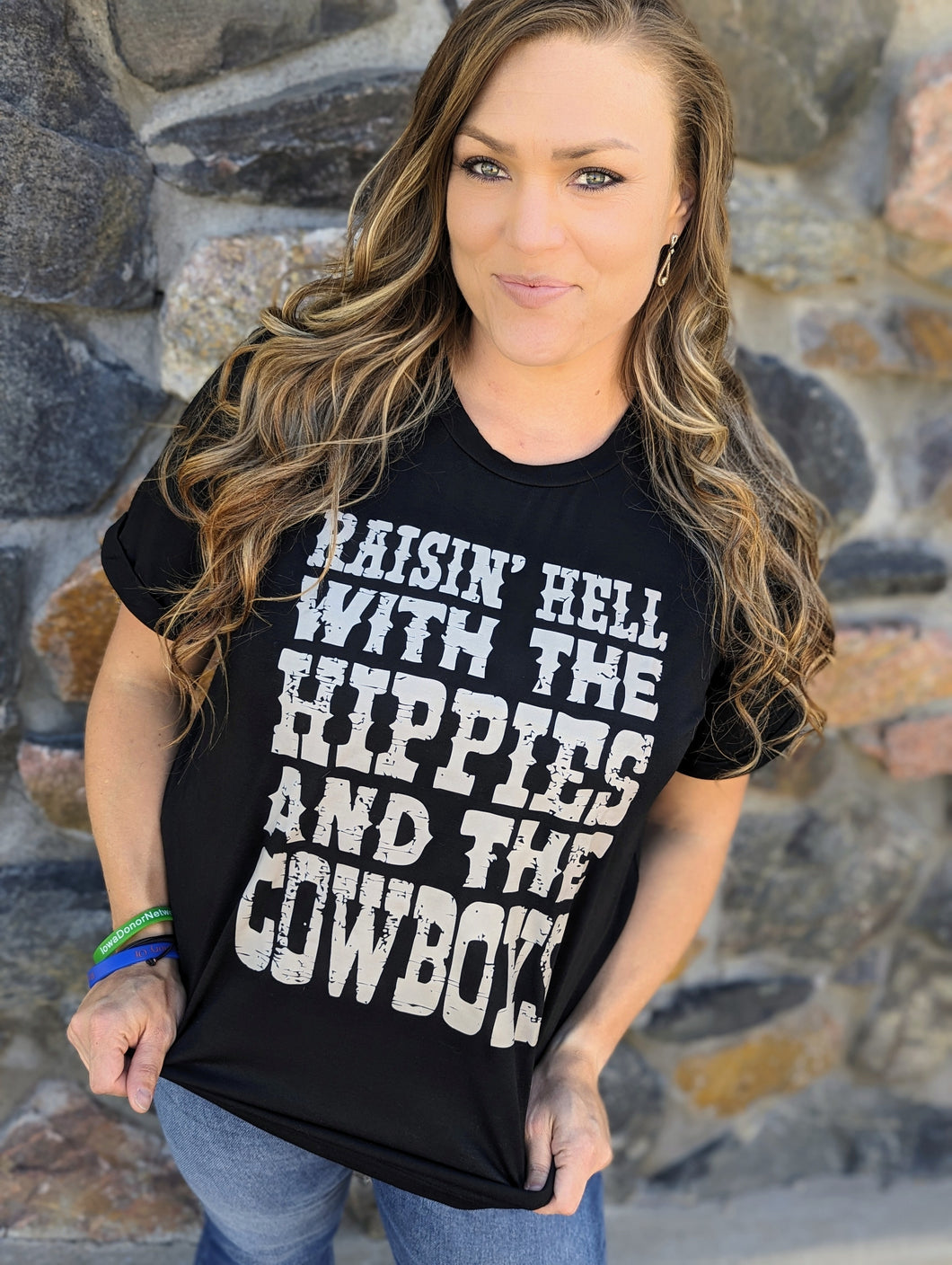 Raise Hell with The Hippies And The Cowboys Graphic Tee