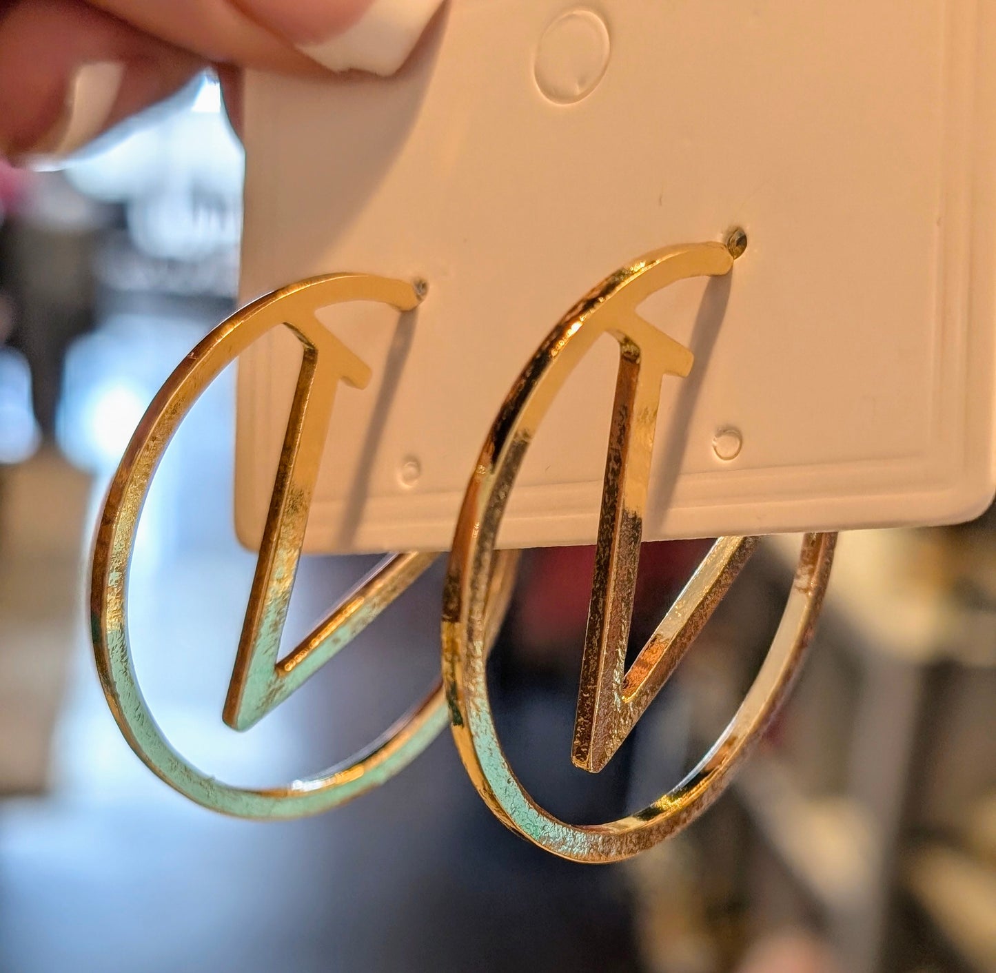 Gold V Hoop Earrings